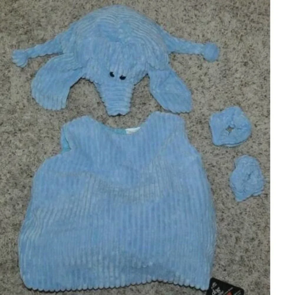 Dog Puppy 12/24 mths Halloween Costume Blue Corduroy 4 Pc Vest, Hood Toddler